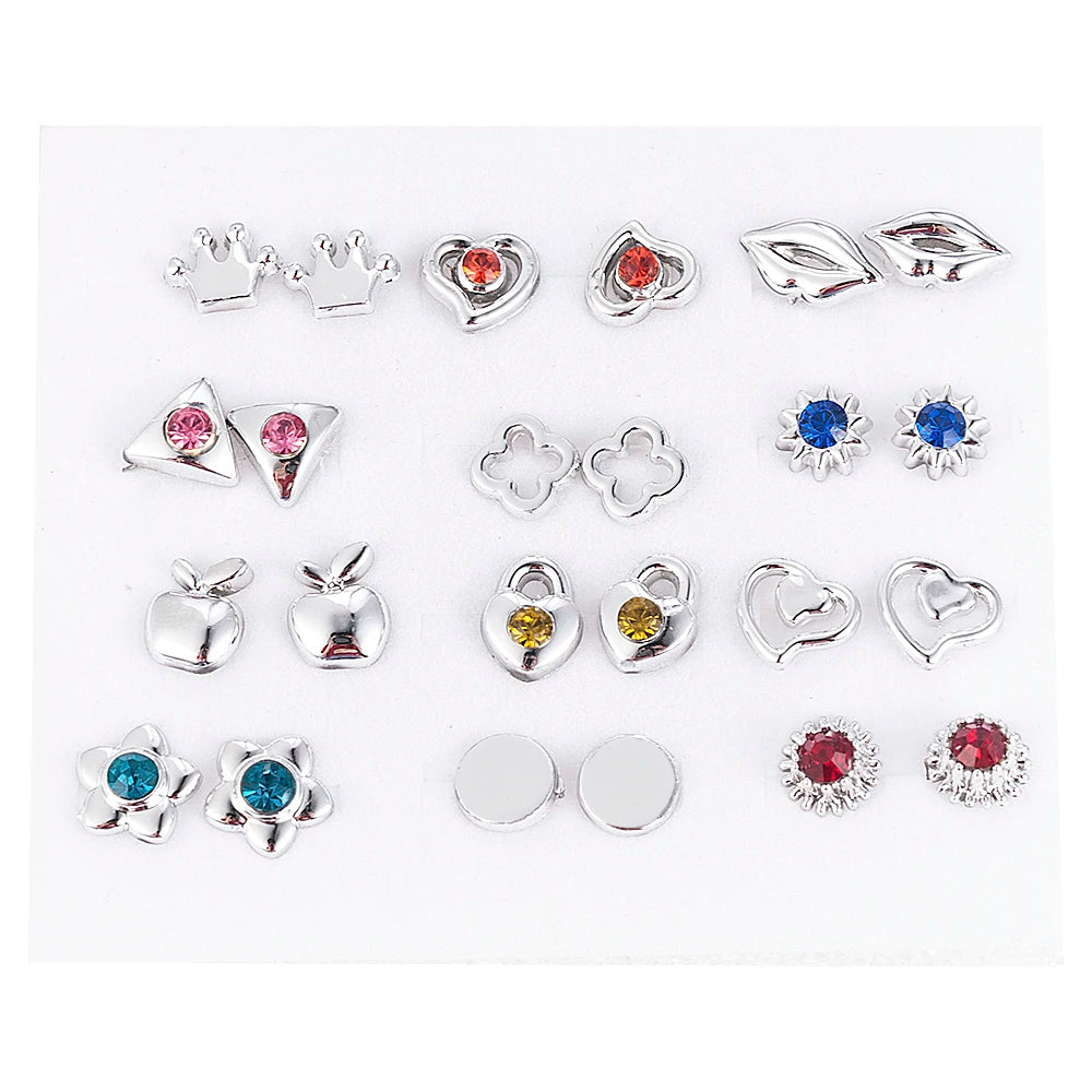 Fashion Women & Girls Resin Crystal Flower Stud Earrings Set - Image 4