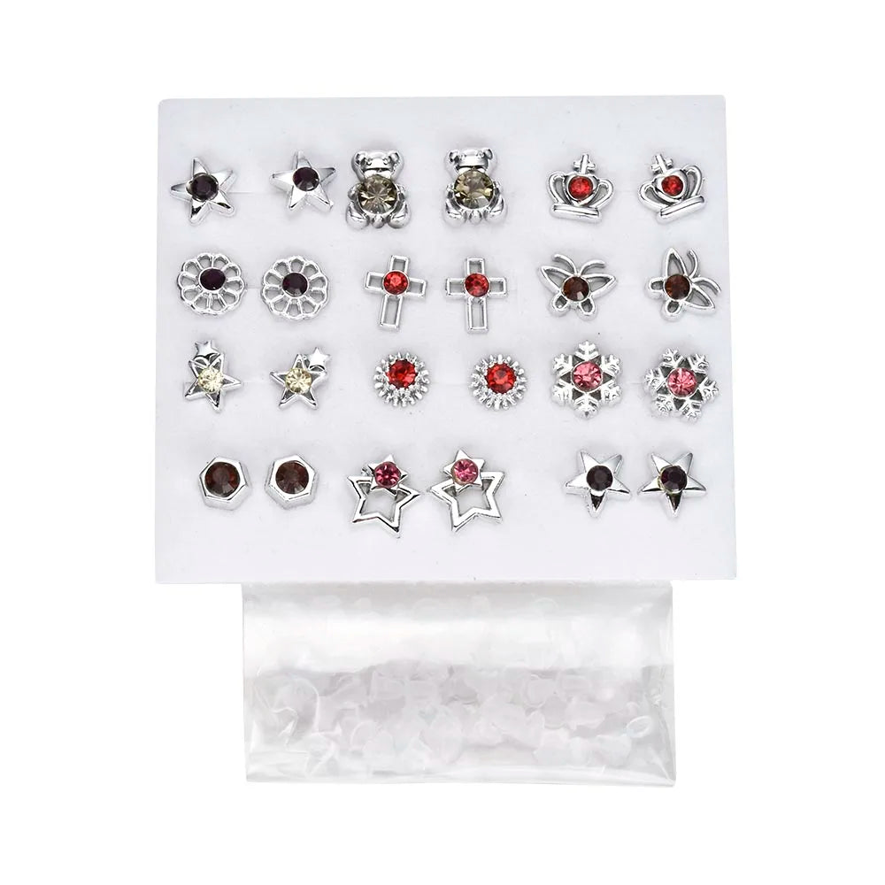 Fashion Women & Girls Resin Crystal Flower Stud Earrings Set - Image 11