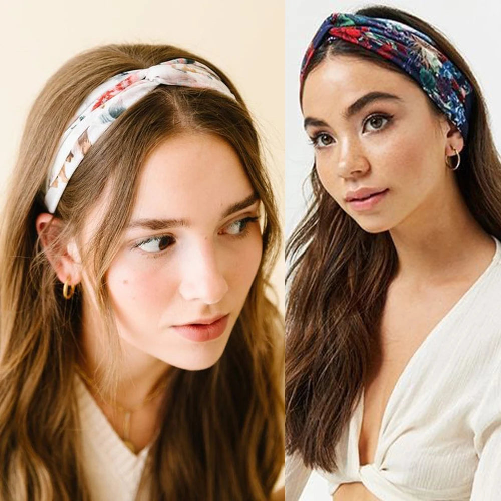 Fashion Women Girls Summer Bohemian Hair Bands Print Headbands Vintage Cross Turban Bandage Bandanas HairBands Hair Accessories - Image 2