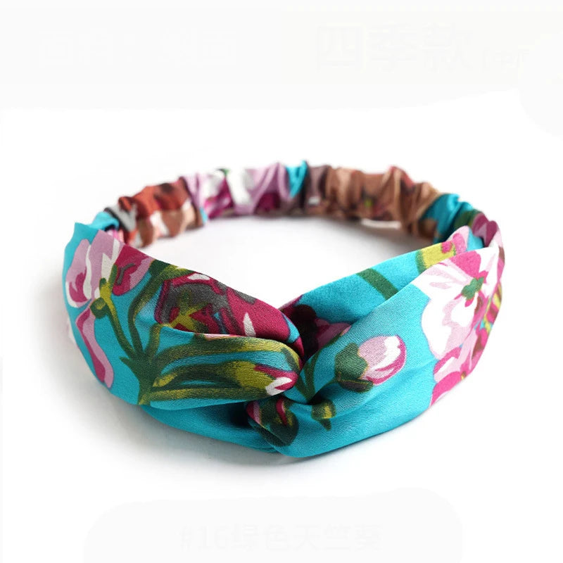 Fashion Women Girls Summer Bohemian Hair Bands Print Headbands Vintage Cross Turban Bandage Bandanas HairBands Hair Accessories - Image 12