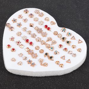 Fashion Women & Girls Resin Crystal Flower Stud Earrings Set