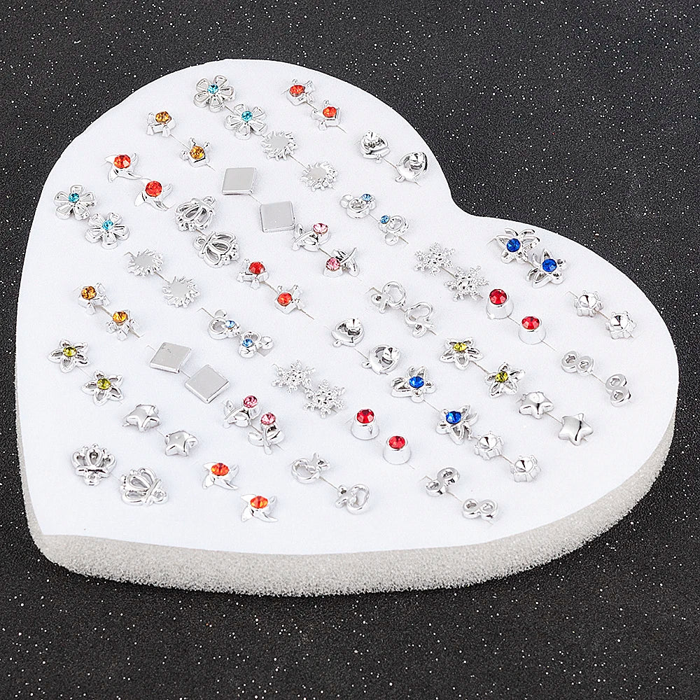 Fashion Women & Girls Resin Crystal Flower Stud Earrings Set - Image 2
