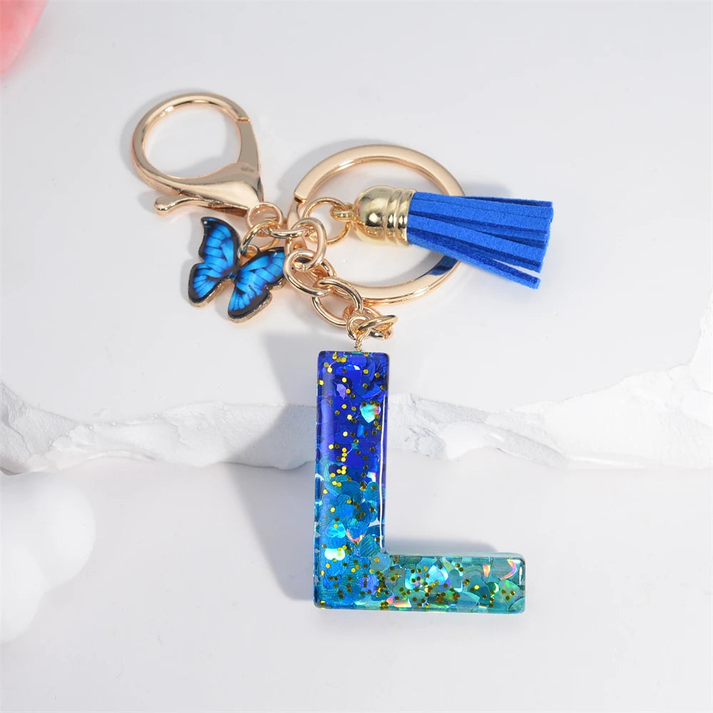 Crystal Butterfly & Alphabet Tassel Keychains - Image 27