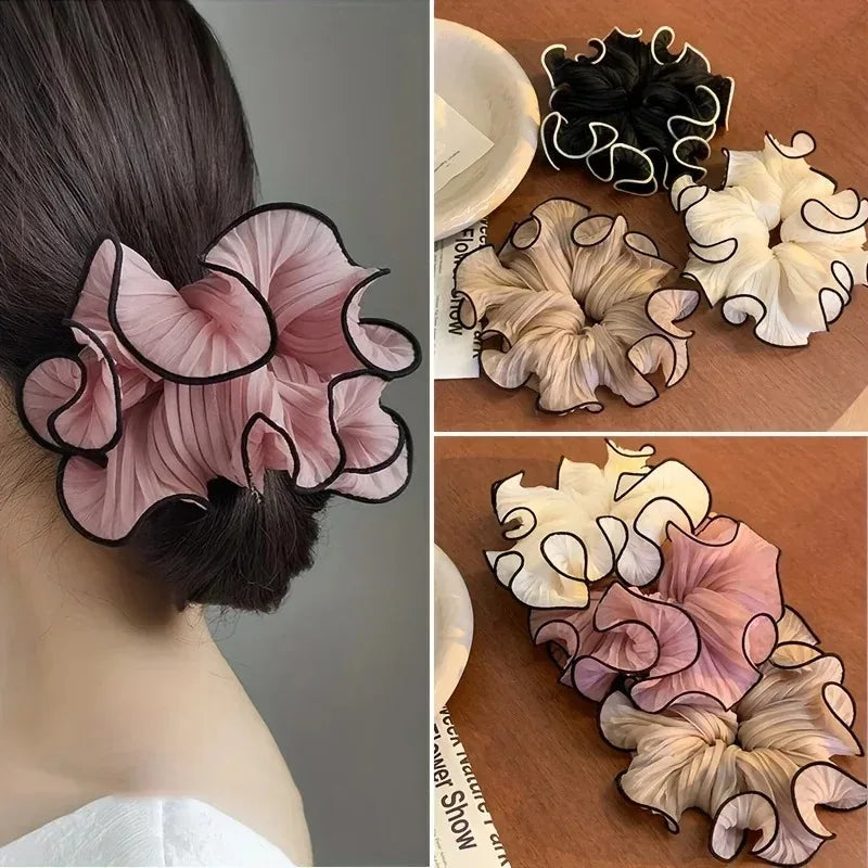 Elegant Korean Retro Oversized Chiffon Scrunchies for a Chic Look