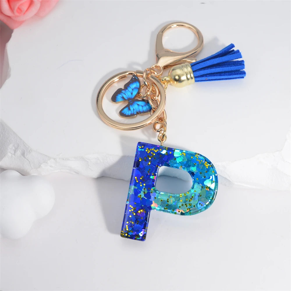 Crystal Butterfly & Alphabet Tassel Keychains - Image 7