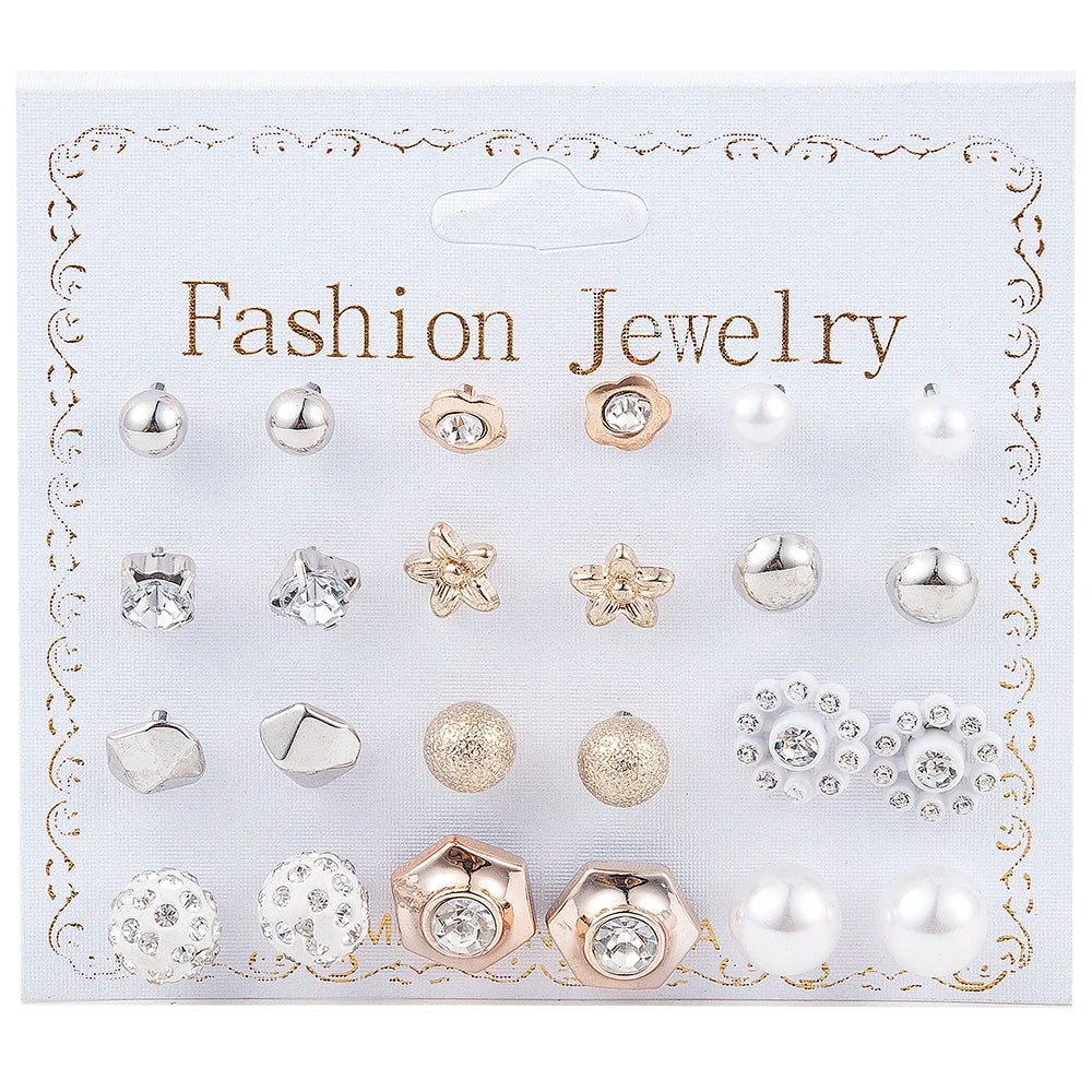 Fashion Women & Girls Resin Crystal Flower Stud Earrings Set - Image 8