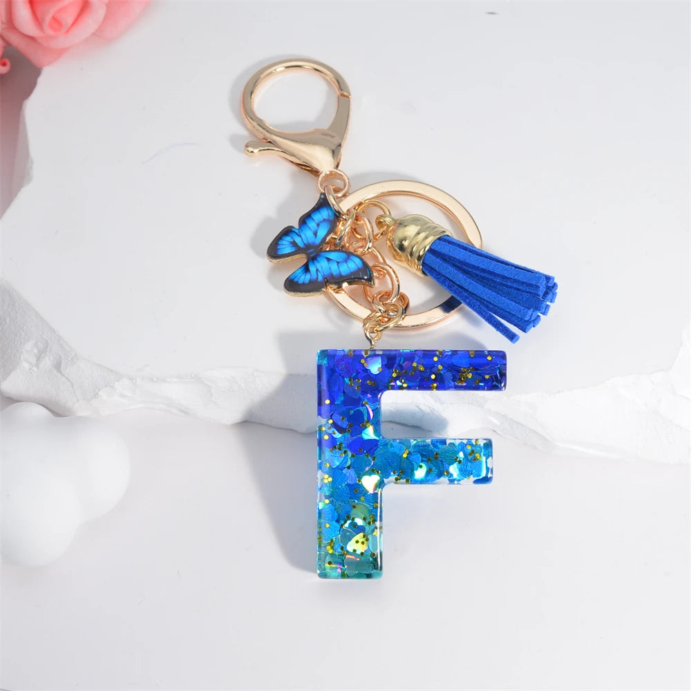 Crystal Butterfly & Alphabet Tassel Keychains - Image 28