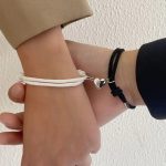 Elegant Silver Magnetic Couple Bracelets – Friends & Lovers
