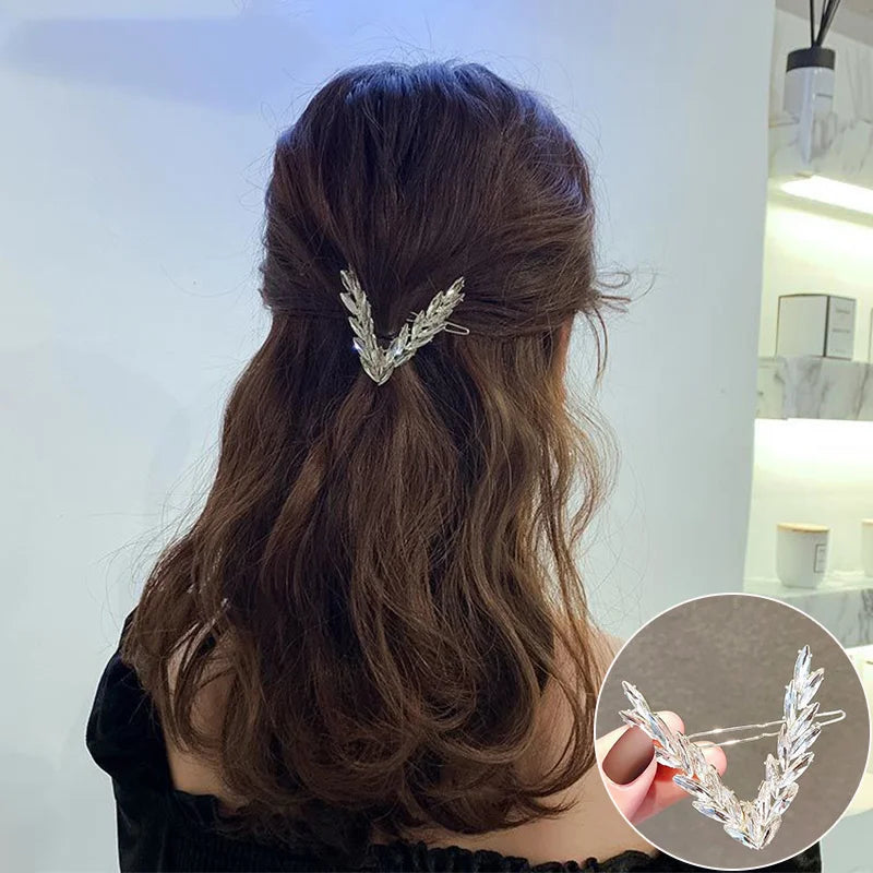 Luxury Shining Crystal Hair Clip – Elegant Korean V Shape Buckle Hairpins - Image 7