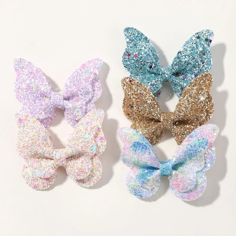 Girls Cute Sequins Double Butterfly Hair Clips - Image 20