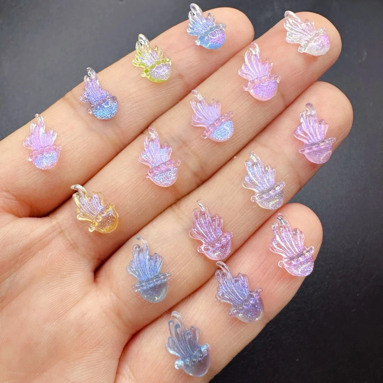 Ocean Series Resin Nail Art Charms – 3D Goldfish & Shell Decorations - Image 11