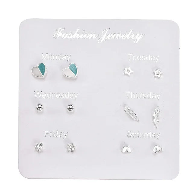 Fashion Women & Girls Resin Crystal Flower Stud Earrings Set - Image 13