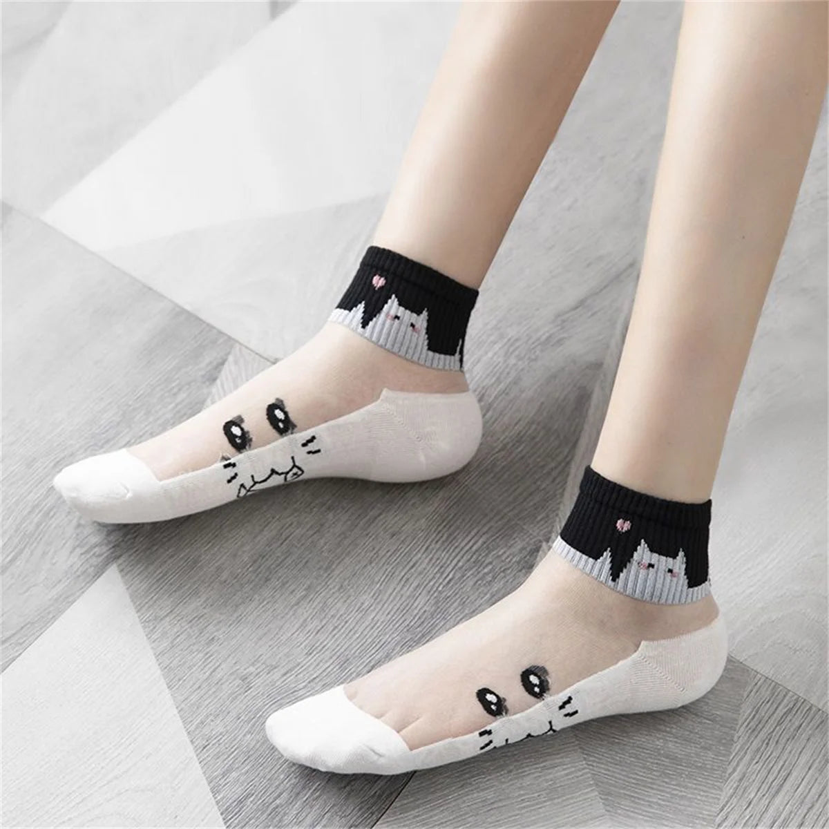 Dreamlikelin Summer Socks – Breathable Cat-Themed Silk Socks for Women - Image 5