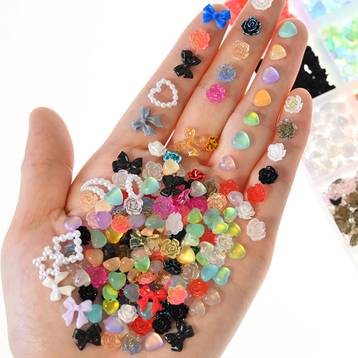 Bow Flower Nail Art Resin Decorations – Kawaii Manicures - Image 5