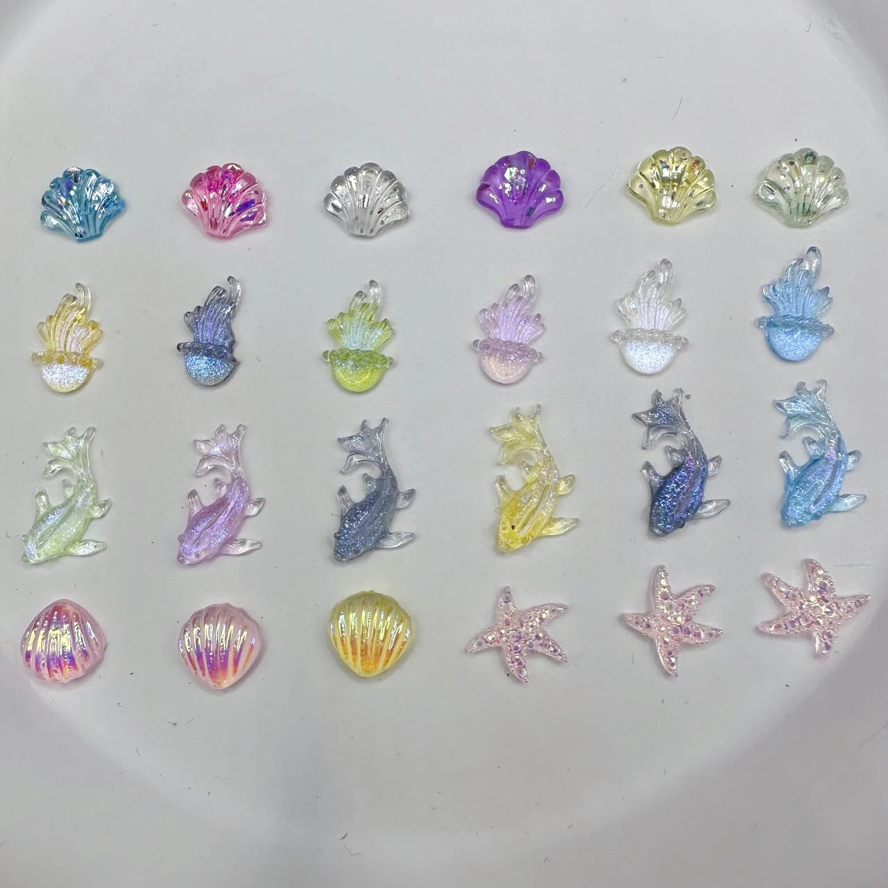 Ocean Series Resin Nail Art Charms – 3D Goldfish & Shell Decorations