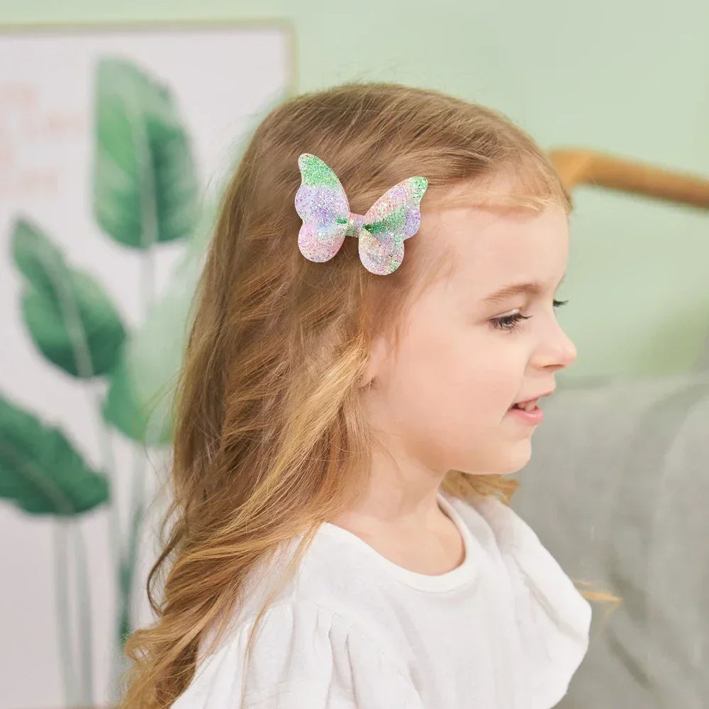 Girls Cute Sequins Double Butterfly Hair Clips - Image 2