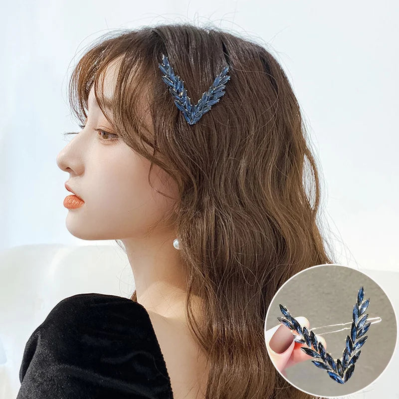 Luxury Shining Crystal Hair Clip – Elegant Korean V Shape Buckle Hairpins - Image 13