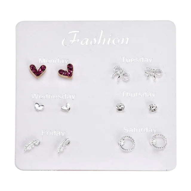 Fashion Women & Girls Resin Crystal Flower Stud Earrings Set - Image 7
