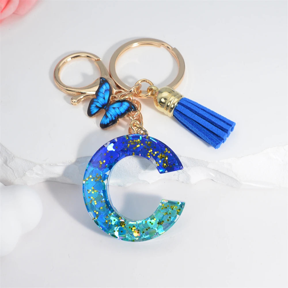 Crystal Butterfly & Alphabet Tassel Keychains - Image 24