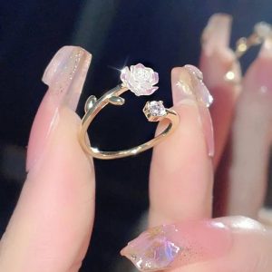 Luxury Zircon Flower Opening Rings