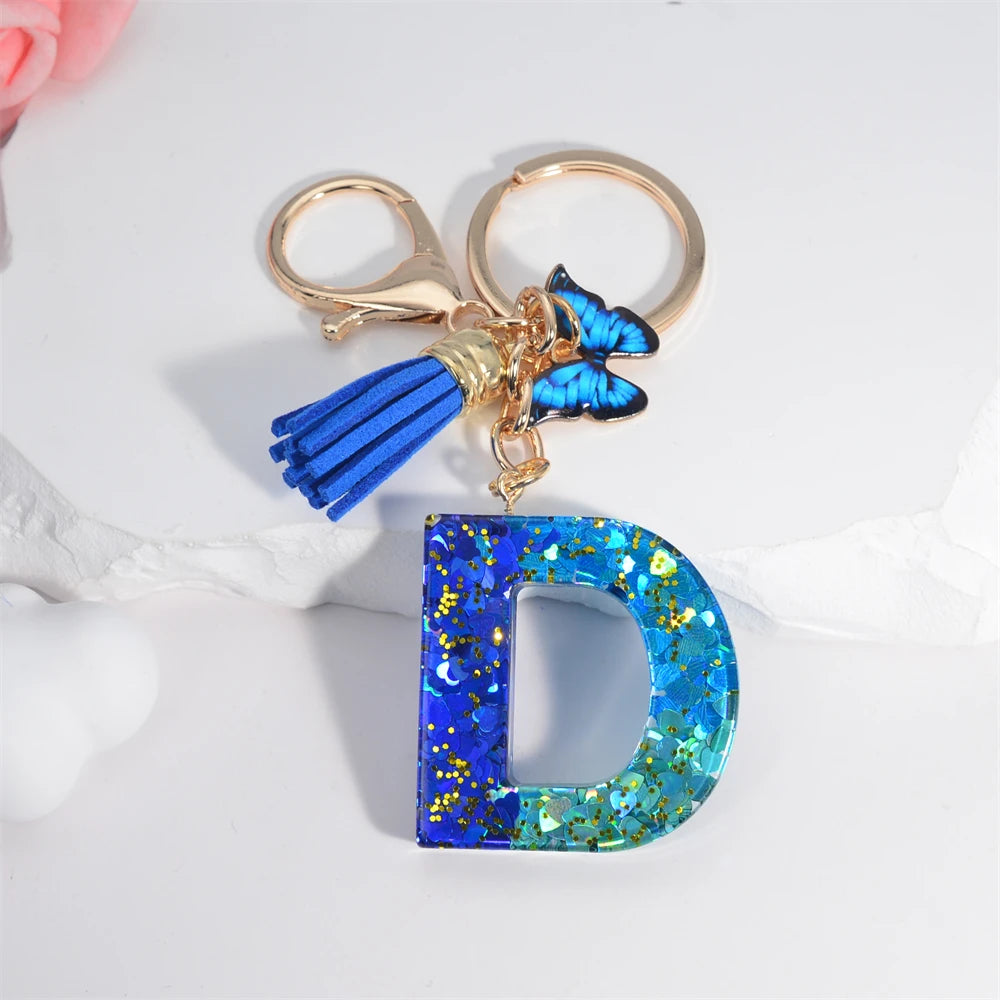 Crystal Butterfly & Alphabet Tassel Keychains - Image 23
