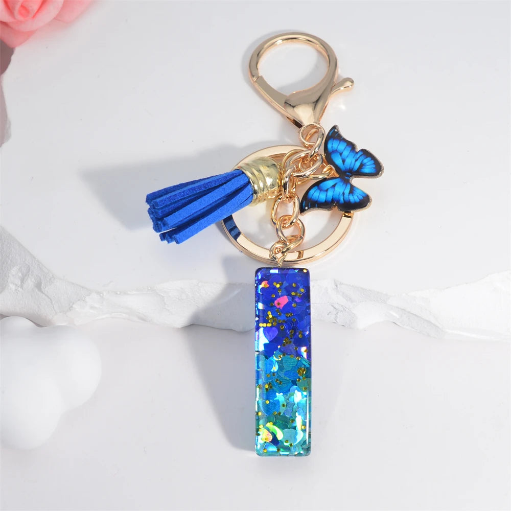 Crystal Butterfly & Alphabet Tassel Keychains - Image 9