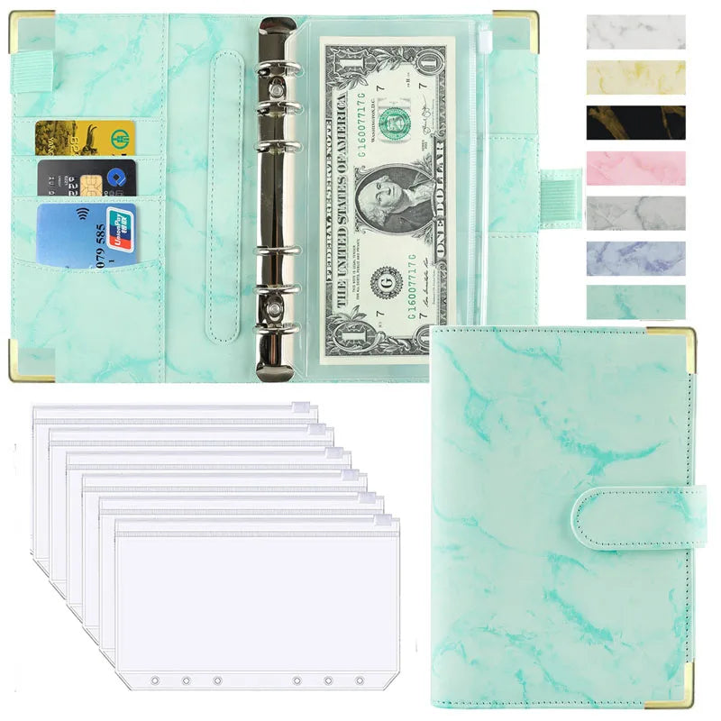 A6 Money Saving Organizer: PU Leather Budget Binder & Marble Notebook - Image 17