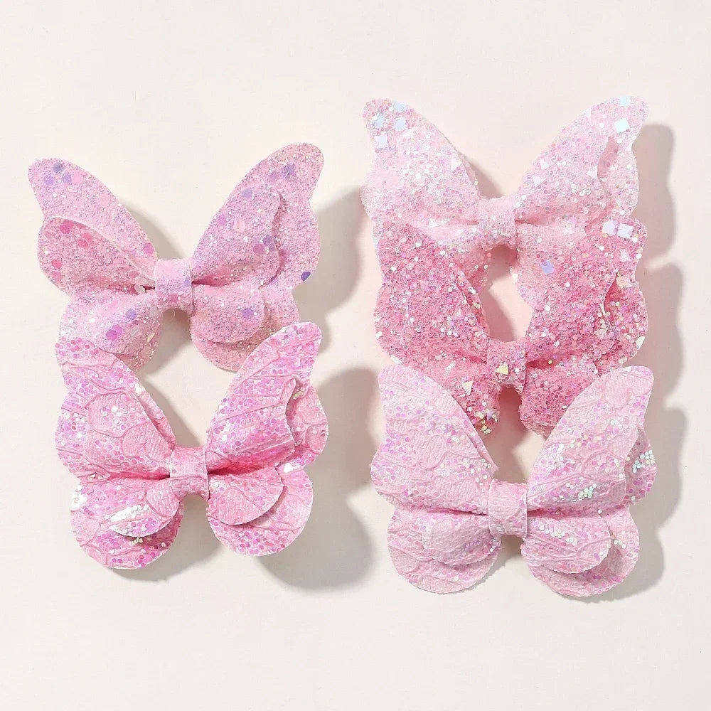 Girls Cute Sequins Double Butterfly Hair Clips - Image 9