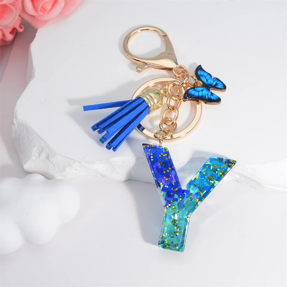Crystal Butterfly & Alphabet Tassel Keychains - Image 25