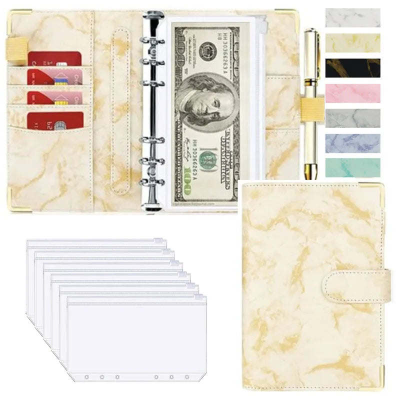 A6 Money Saving Organizer: PU Leather Budget Binder & Marble Notebook - Image 16