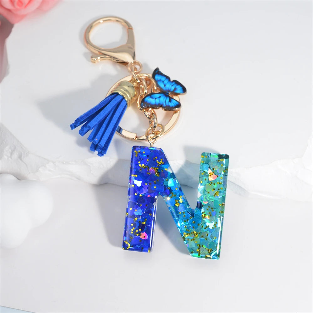 Crystal Butterfly & Alphabet Tassel Keychains - Image 20
