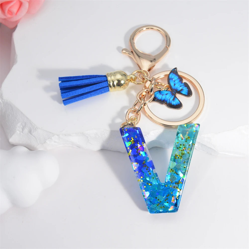 Crystal Butterfly & Alphabet Tassel Keychains - Image 16