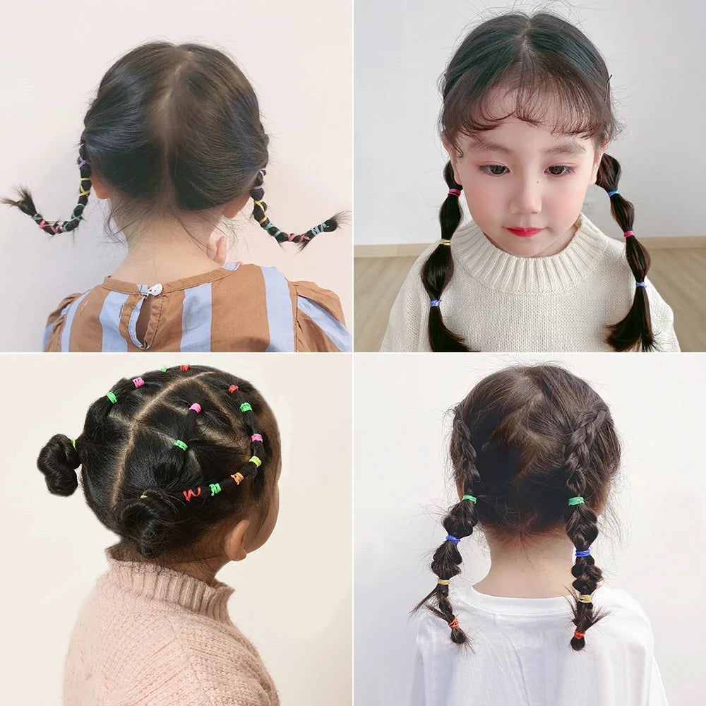 Girls' Colorful Disposable Rubber Band Hair Ties – Perfect for Kids - Image 2