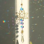 1Pc Metal Lotus and Artificial Crystal Suncatcher Charm