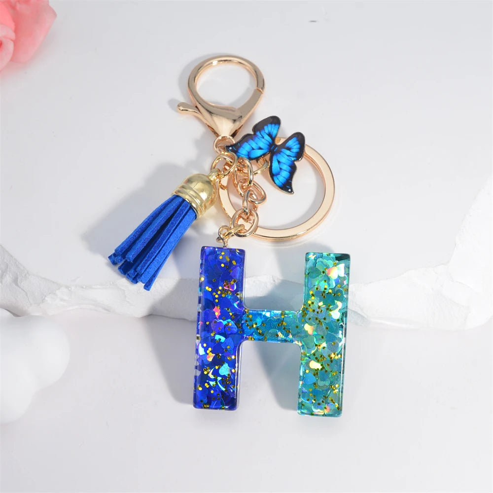 Crystal Butterfly & Alphabet Tassel Keychains - Image 10