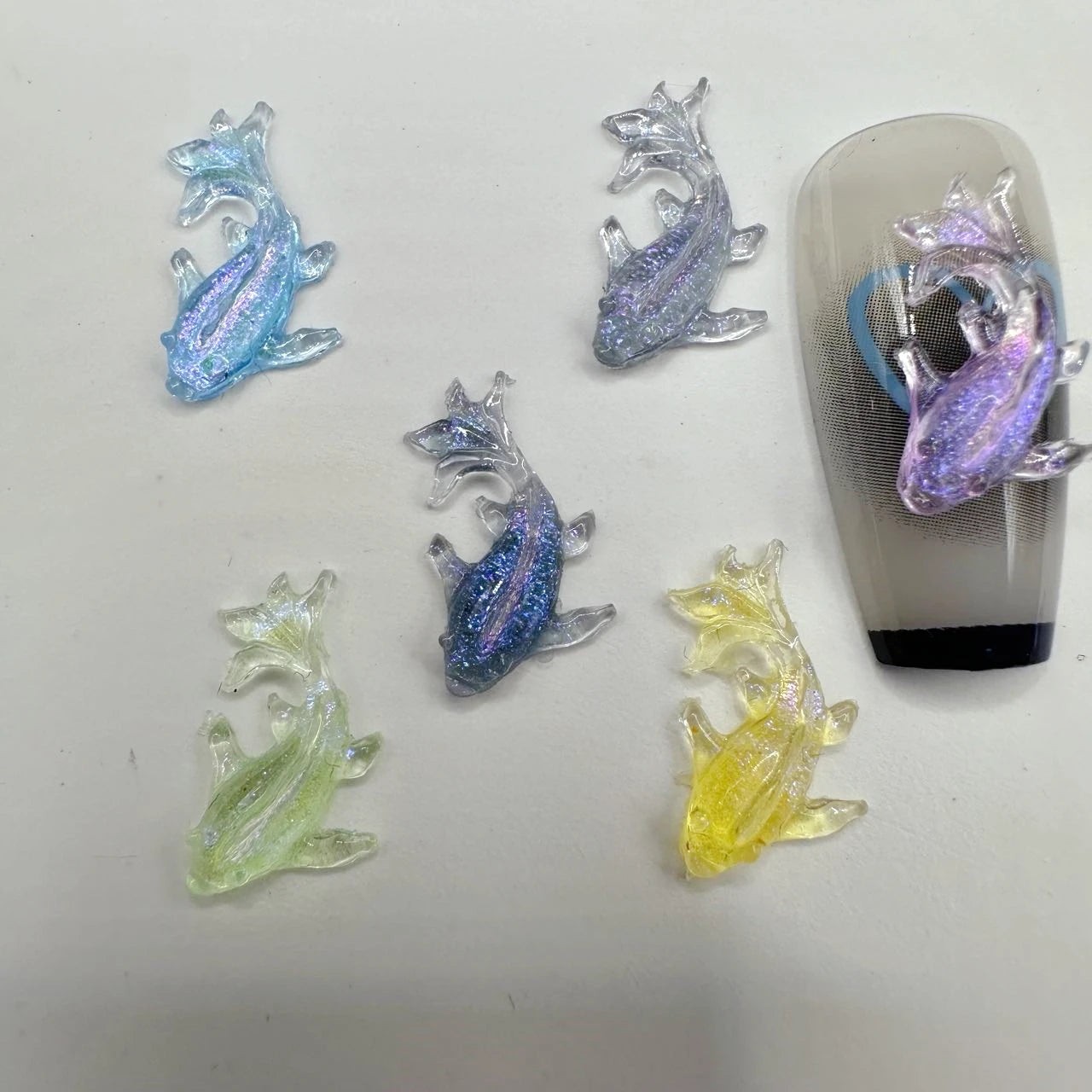 Ocean Series Resin Nail Art Charms – 3D Goldfish & Shell Decorations - Image 6