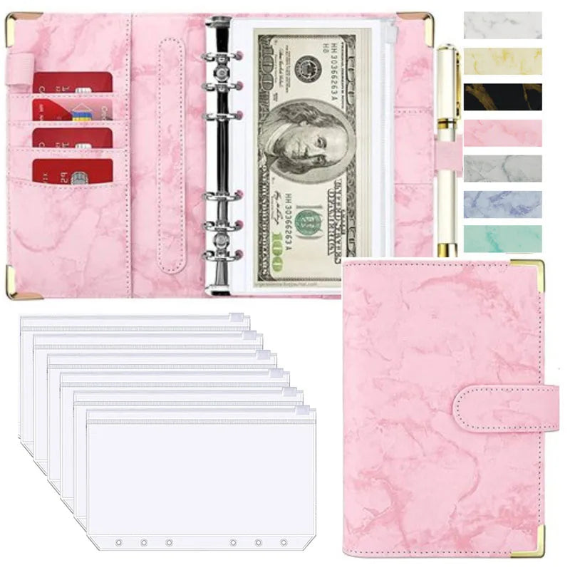 A6 Money Saving Organizer: PU Leather Budget Binder & Marble Notebook - Image 20
