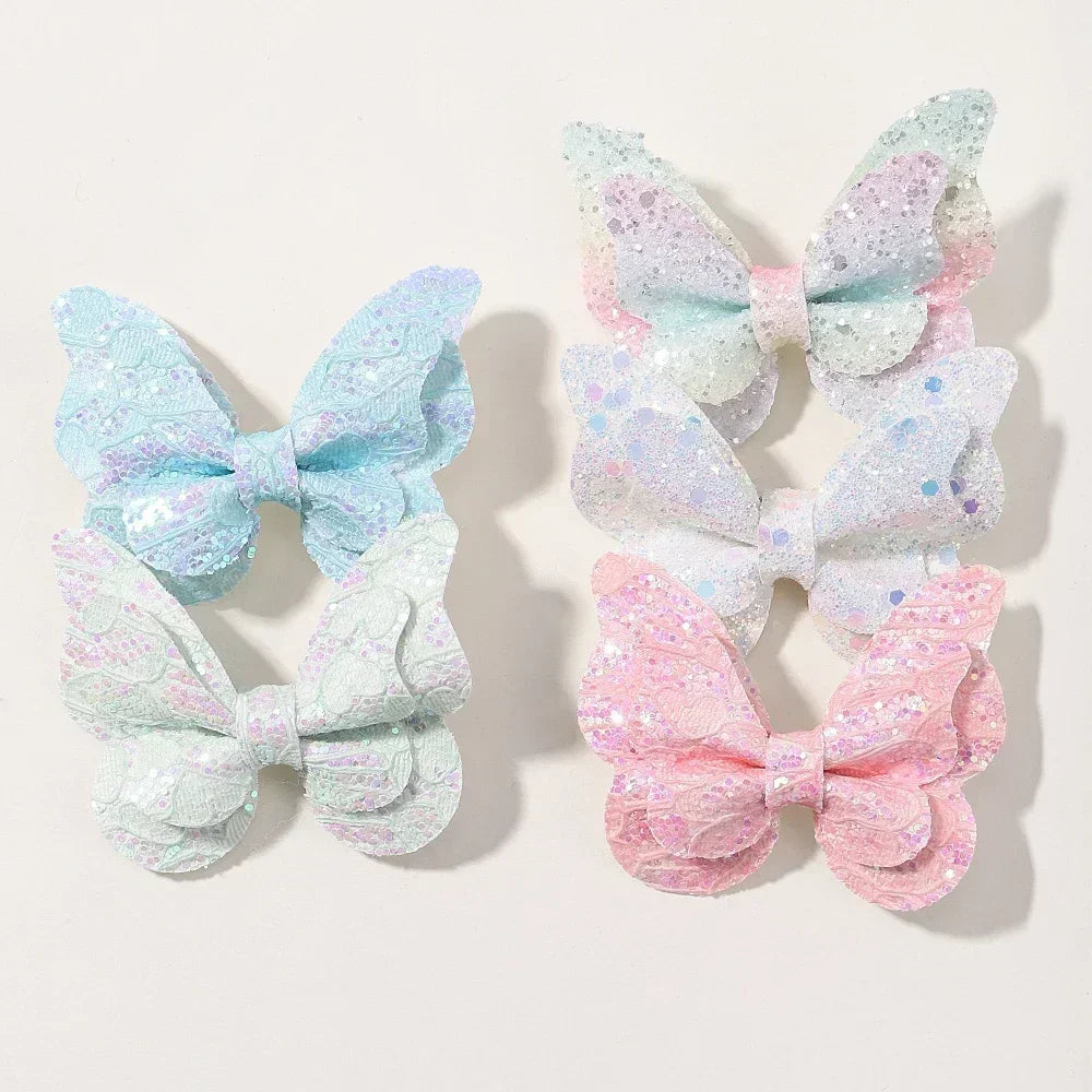 Girls Cute Sequins Double Butterfly Hair Clips - Image 13