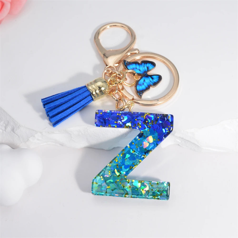 Crystal Butterfly & Alphabet Tassel Keychains - Image 29