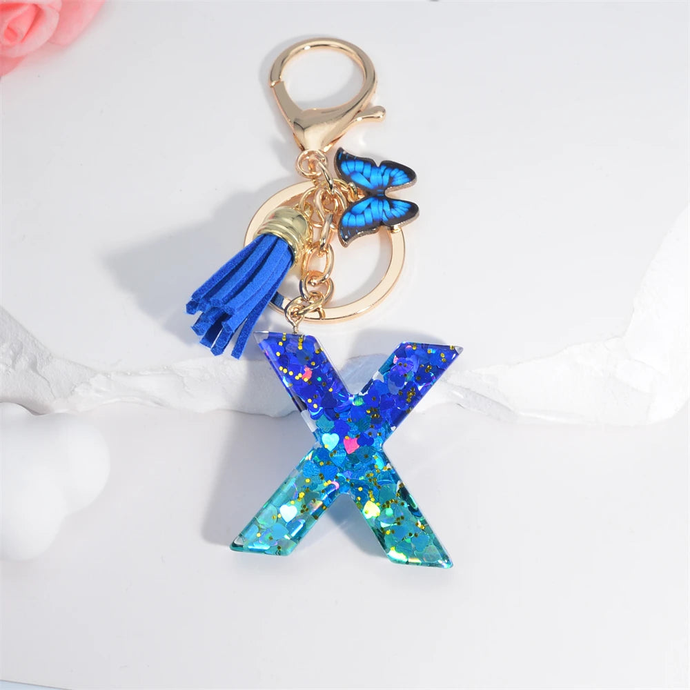 Crystal Butterfly & Alphabet Tassel Keychains - Image 30
