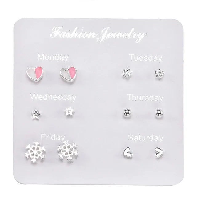 Fashion Women & Girls Resin Crystal Flower Stud Earrings Set - Image 9