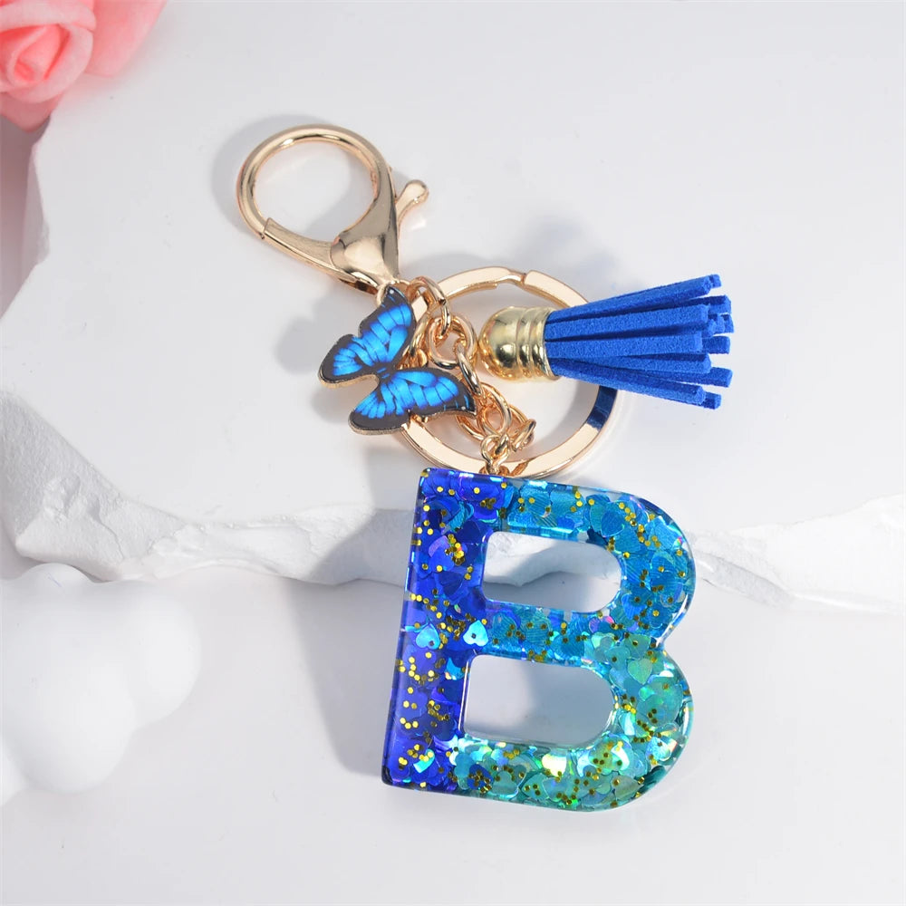 Crystal Butterfly & Alphabet Tassel Keychains - Image 11