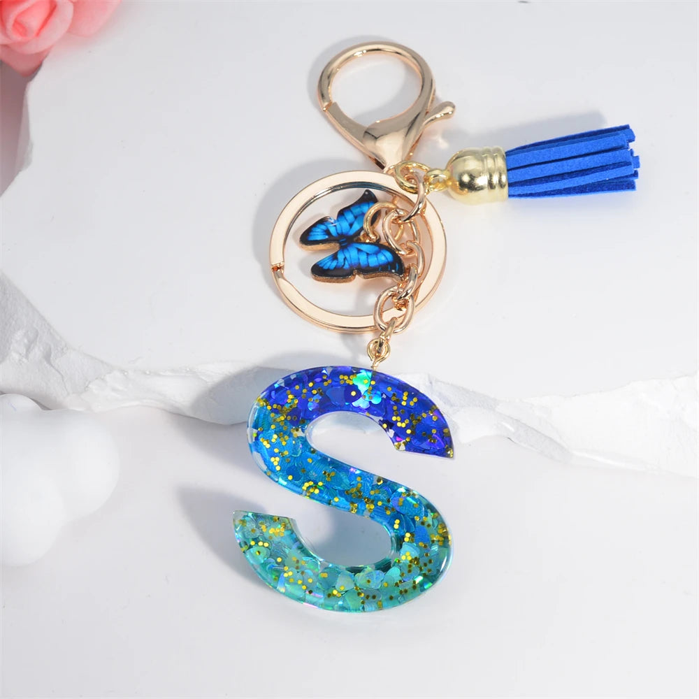 Crystal Butterfly & Alphabet Tassel Keychains - Image 5